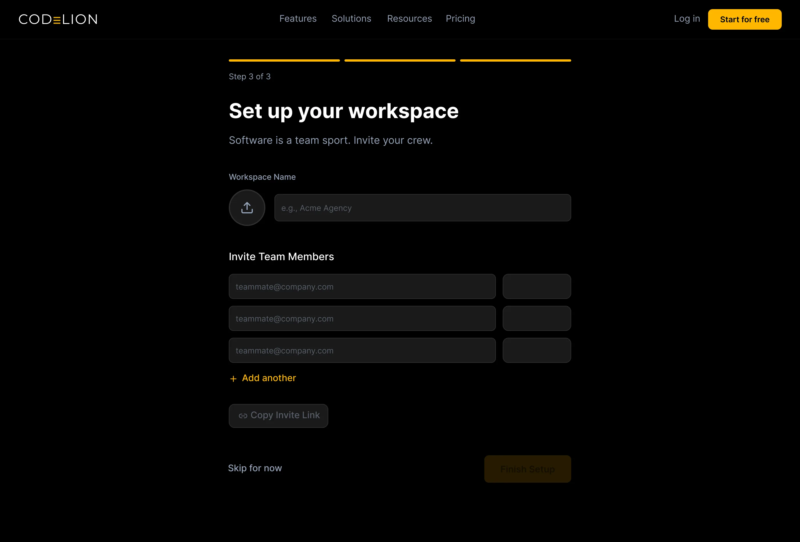 Screen 5, Workspace setup
