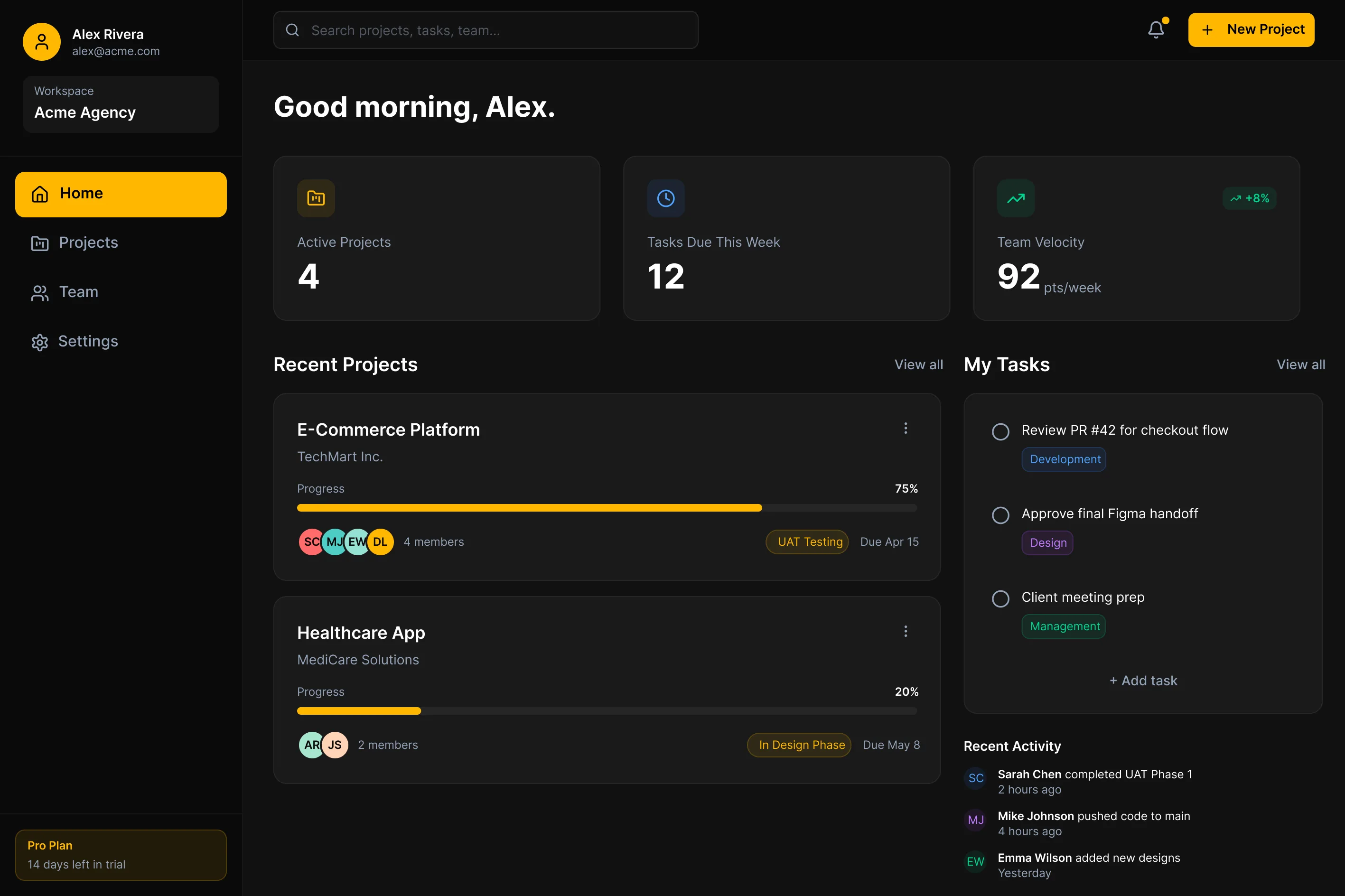 Screen 8, Filled dashboard