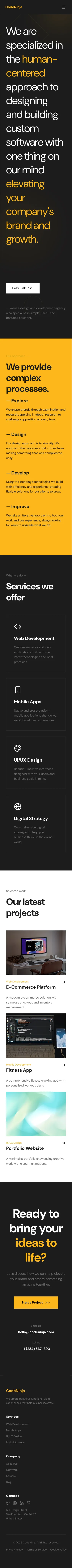 CodeNinja website, mobile