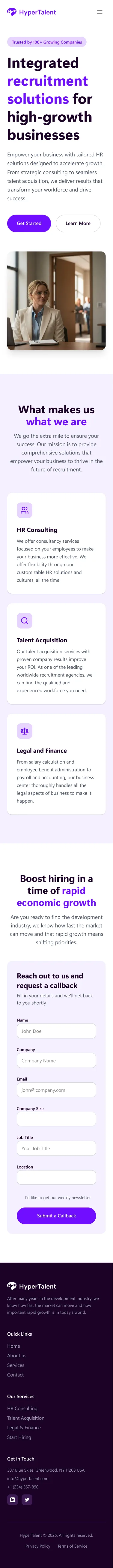 HyperTalent website, mobile