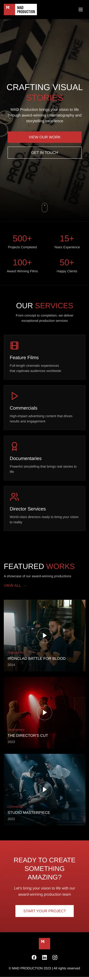 MAD Production website, mobile